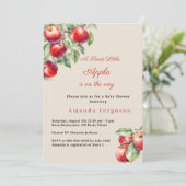 Apple rotes Gingham Mädchen Baby Shower Einladung (Stehend Vorderseite)