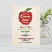 Apple-Ruhestands-Party-rote Lehrer-Creme rustikal Einladung (Stehend Vorderseite)