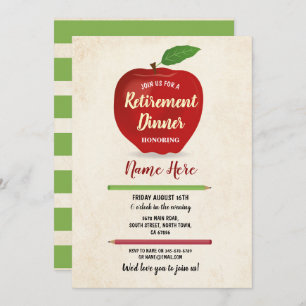 Apple-Ruhestands-Party-rote Lehrer-Creme rustikal Einladung