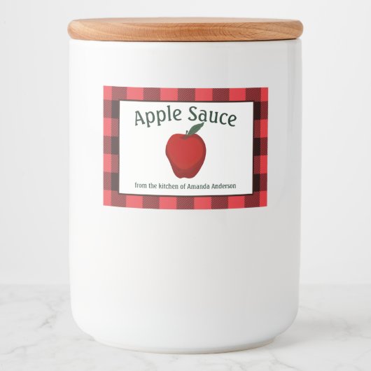 Apple Sauce Canning behält sich Kariertes H-Lebens Lebensmitteletikett (Vorderseite)