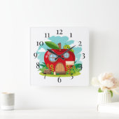 Apple School House Quadratische Wanduhr (Zuhause)