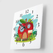 Apple School House Quadratische Wanduhr (Winkel)