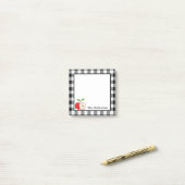 Apple Schwarz-weiß Buffalo Karo Lehrer Name 3 x 3 Post-it Klebezettel (Auf Schreibtisch)