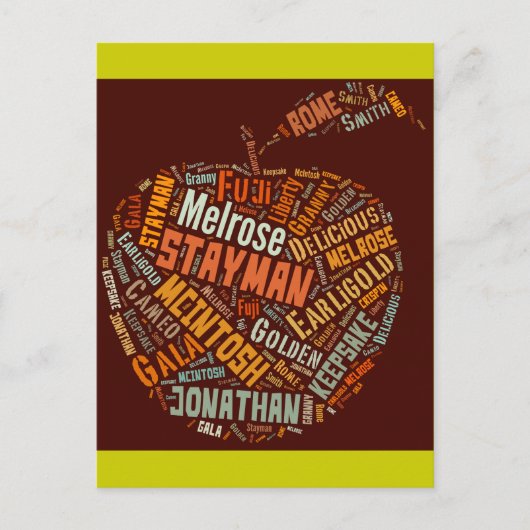 Apple Sorten Word Art Postkarte (Vorderseite)