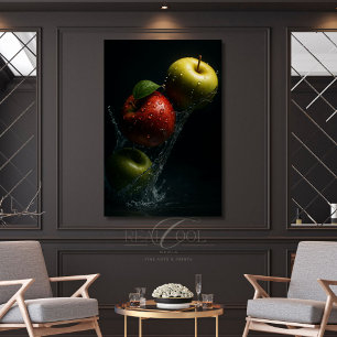 Apple Splash in Water - Fruchtfotografie Kunst Leinwanddruck