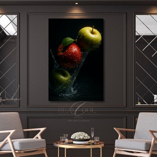 Apple Splash in Water - Fruchtfotografie Kunst Leinwanddruck