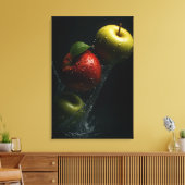 Apple Splash in Water - Fruchtfotografie Kunst Leinwanddruck (Insitu (Wohnzimmer))