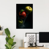 Apple Splash in Water - Fruchtfotografie Wall Art Poster (Heimbüro)