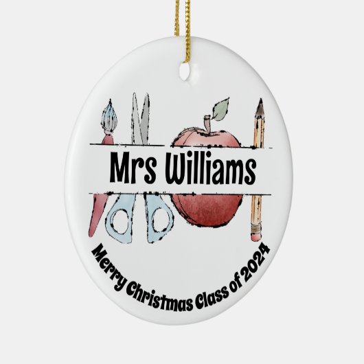 Apple Stift & Scherendesign - Geschenk für Lehrer Keramik Ornament (Rechts)