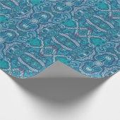 Apple Stripe Bohemisch Arabesque Muster Blau Aquam Geschenkpapier (Ecke)