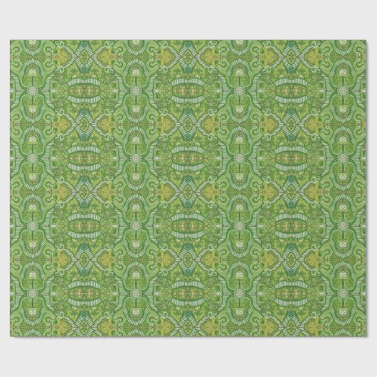 Apple Stripe Bohemisch Arabesque Muster Chartreuse Geschenkpapier (Flach)