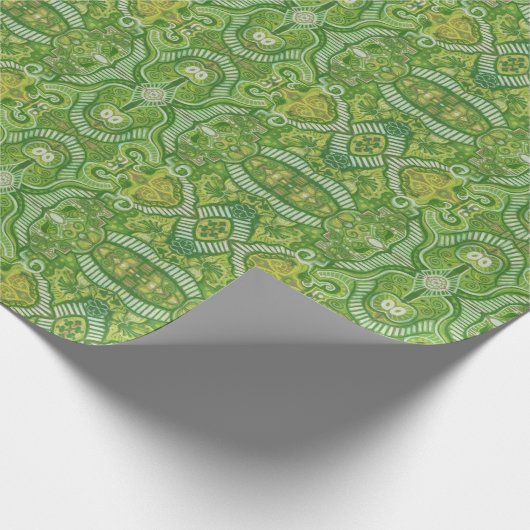 Apple Stripe Bohemisch Arabesque Muster Chartreuse Geschenkpapier (Ecke)