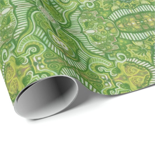 Apple Stripe Bohemisch Arabesque Muster Chartreuse Geschenkpapier (Rolleneckpunkt)