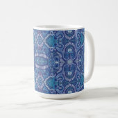 Apple Stripe Bohemisch Boho Arabesque Muster Blau Kaffeetasse (VorderseiteRechts)