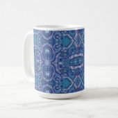 Apple Stripe Bohemisch Boho Arabesque Muster Blau Kaffeetasse (Vorderseite Links)
