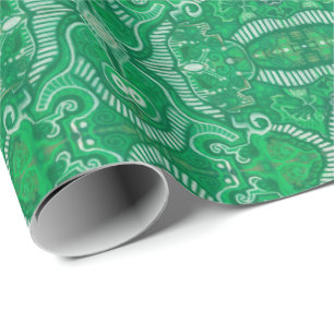 Apple Stripe Bohemisch Boho Arabesque Muster Green Geschenkpapier