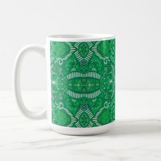 Apple Stripe Bohemisch Boho Arabesque Muster Green Kaffeetasse (Links)