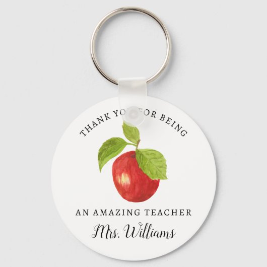 Apple Teacher Appreciation Name Schlüsselanhänger  (Vorderseite)
