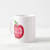 Apple Teacher Gift Personalisierte Polka Dots Kaffeetasse (Vorderseite Links)
