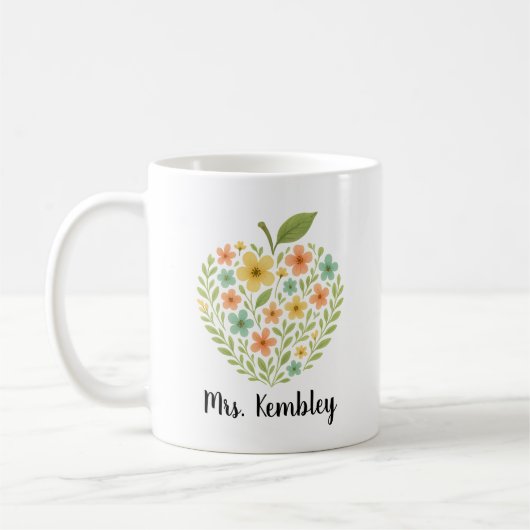 Apple Teacher Tasse Personalisierte Florale Apple (Links)