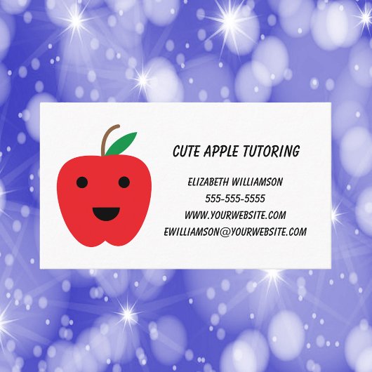 Apple Teacher Tutor Niedlich Red Personalize Visitenkarte