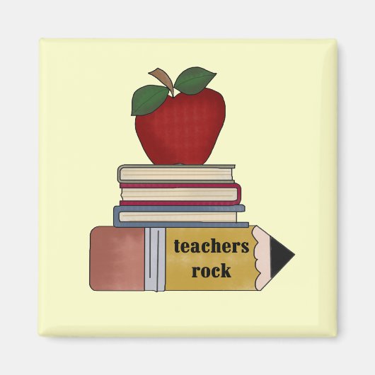 Apple Teachers Rock Tshirts und Geschenke Magnet (Vorne)