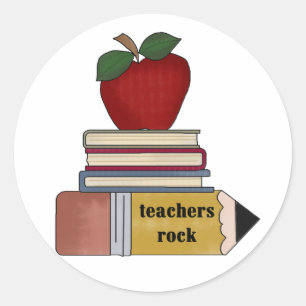 Apple Teachers Rock Tshirts und Geschenke Runder Aufkleber