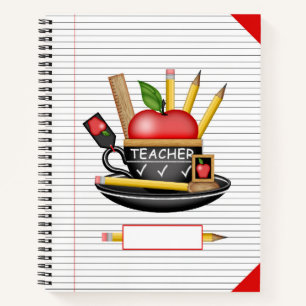 Apple Teacup für Lehrer groß Notizblock
