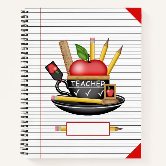 Apple Teacup für Lehrer groß Notizblock (Vorderseite)