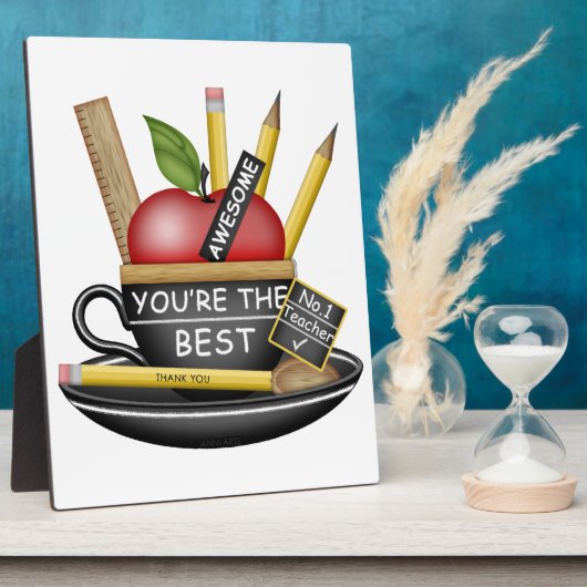 Apple Teacup Plaque für Lehrer Fotoplatte (Seite)