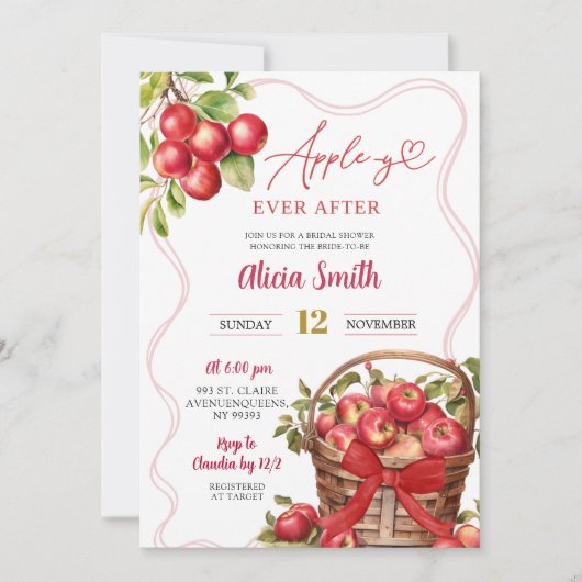 Apple Theme Red Gingham Bridal Shower Einladung (Vorderseite)