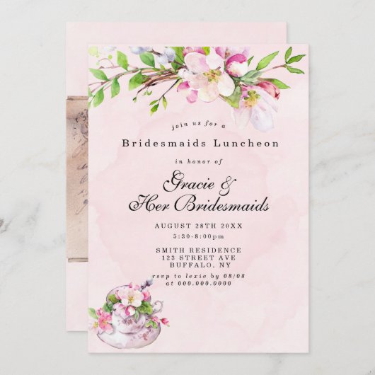 Apple Tree blüht Bridesmaids Luncheon Invites (Vorne/Hinten)