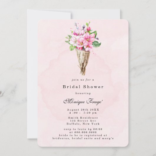 Apple Tree blüht florales Brautparty Einladung (Vorderseite)