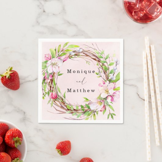 Apple Tree Blüten Wasserfarbenfrohe Hochzeit Serviette (Beispiel)
