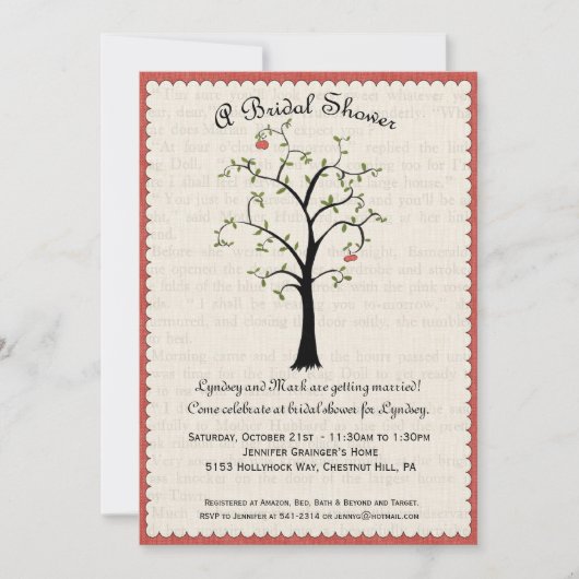 Apple Tree Bridal Dusche Einladung (Vorderseite)