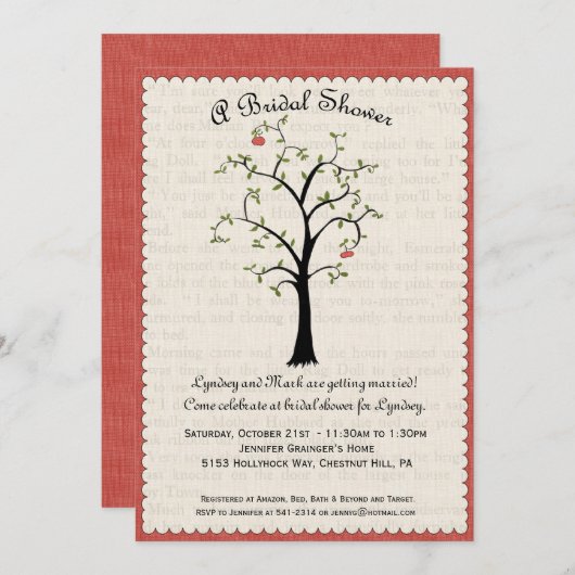 Apple Tree Bridal Dusche Einladung (Vorne/Hinten)