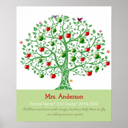 Apple Tree Custom Personalisiert Teacher Geschenk  Poster (Vorne)