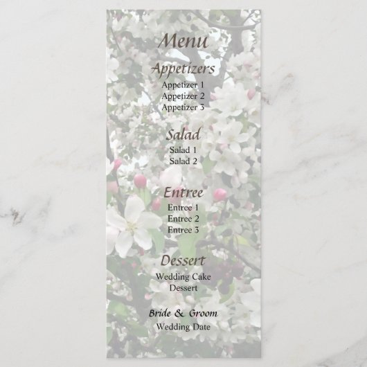Apple Tree in Bloom Wedding Menü Menükarte (Vorderseite)