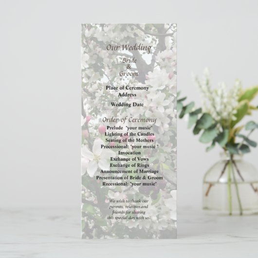 Apple Tree in Bloom Wedding Programm (Stehend Vorderseite)