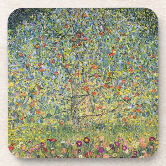 Apple Tree von Gustav Klimt, Vintager Jugendstil Getränkeuntersetzer (Vorderseite)