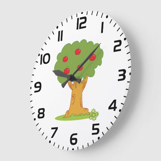 Apple Tree Whimsical Red Apples Große Wanduhr (Winkel)