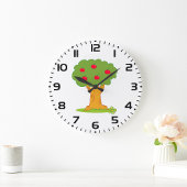 Apple Tree Whimsical Red Apples Große Wanduhr
