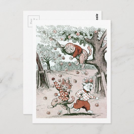 Apple Trees & Cats, Louis Wain Postkarte (Vorne/Hinten)