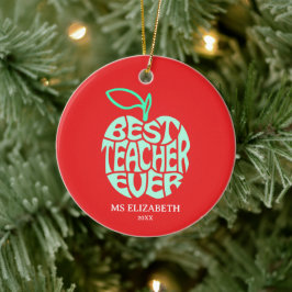 Apple Typografie Weihnachts Beste Lehrerin je Keramik Ornament