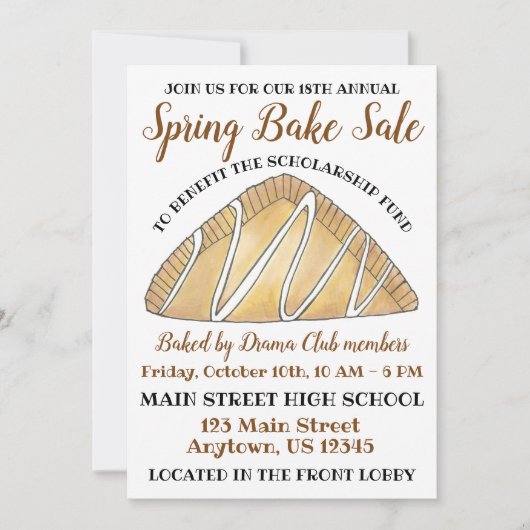 Apple Umsatz Breakfast Konditorei Bake Verkauf Bru Einladung (Vorderseite)