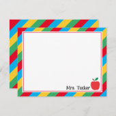 Apple und bunte Stripteppiche für niedliche Lehrer Mitteilungskarte (Vorne/Hinten)