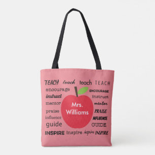 Apple und die Wörter des Lehrers der Inspiration Tasche