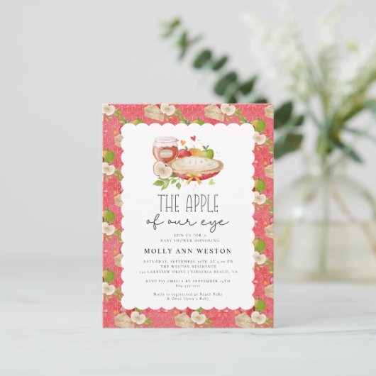 Apple unserer Eye Baby Dusche Einladung Postkarte (Stehend Vorderseite)