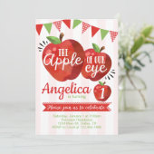 Apple unserer Geburtstagsparty Einladung (Stehend Vorderseite)