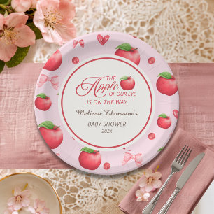 Apple Unseres Auges Pink Rot Coquette Baby Shower Pappteller